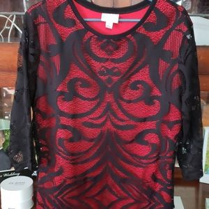 Red and Black dress top XL